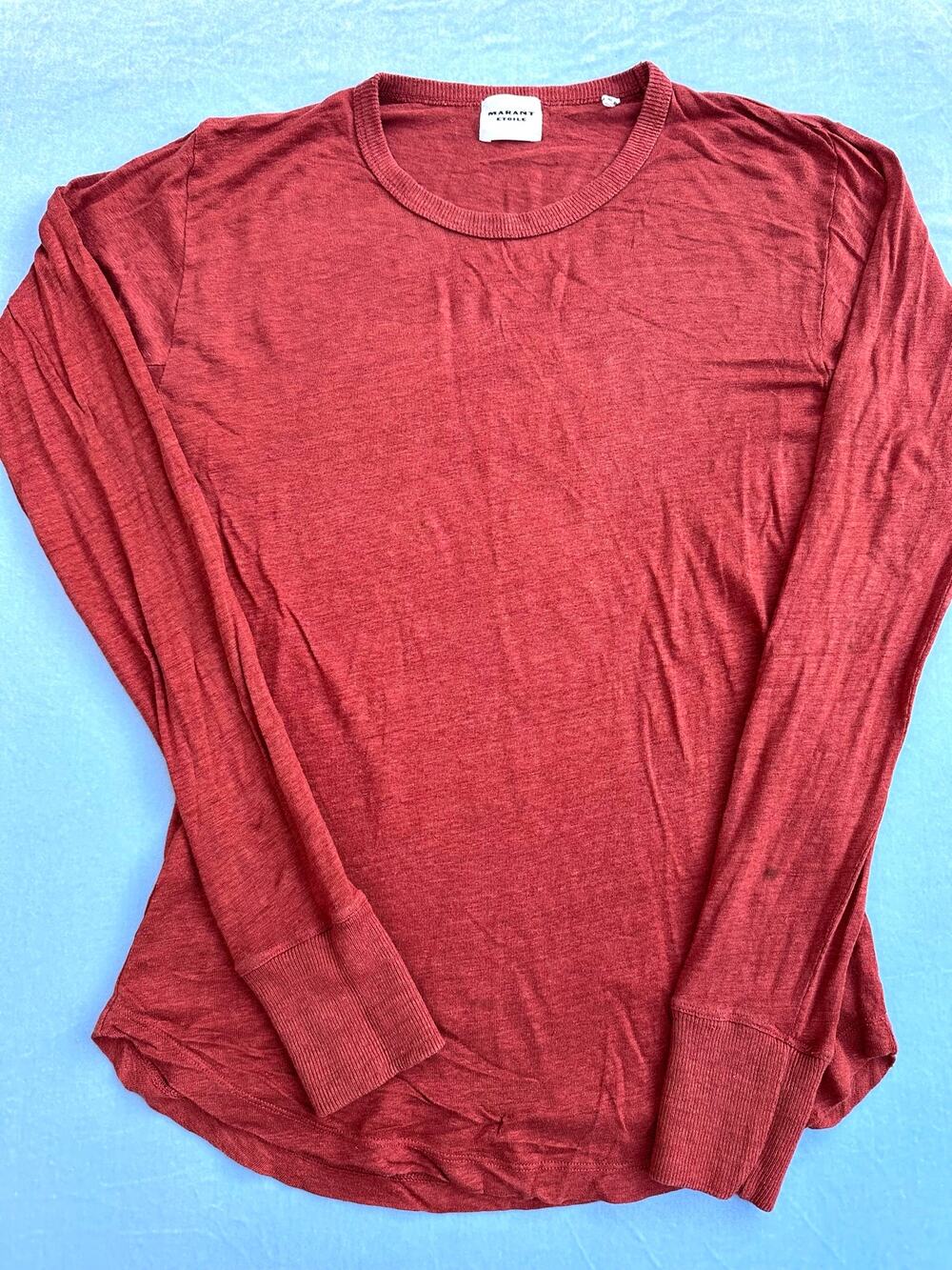 Marant Etoile Rust Red Long Sleeve Crew Neck Tee Shirt Portugal Size S